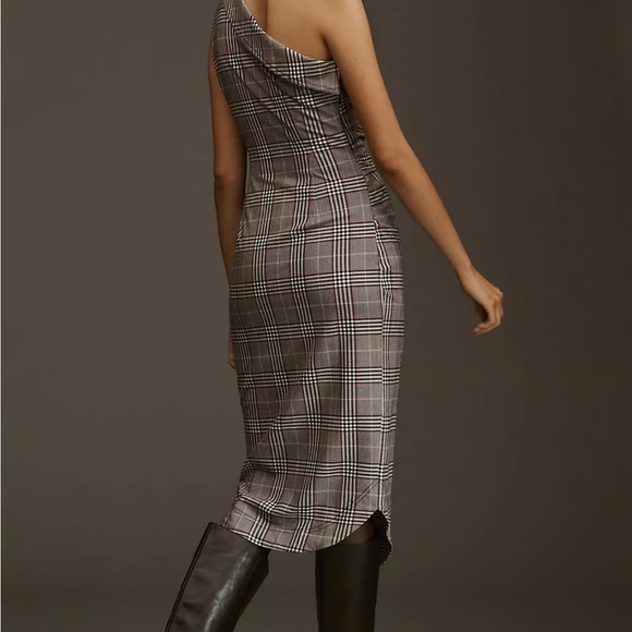 Anthropologie Maeve Plaid Asymmetric Midi Dress - Picture 2 of 9